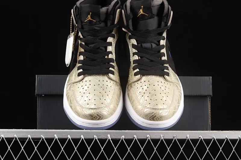 All categories Air Jordan Jordan series basketball shoes Air Jordan 1 High Air Jordan 1 Zoom CMFT AJ1 Joe 1 black gold blue hook basketball shoes DQ0659-700